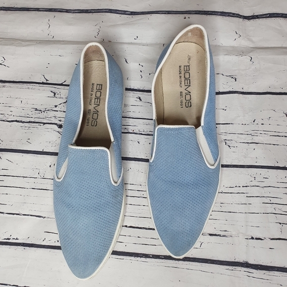 BOEMOS Made In Italy Upper Leather Light Blue Slip On Shoes Size 39 - Picture 2 of 8